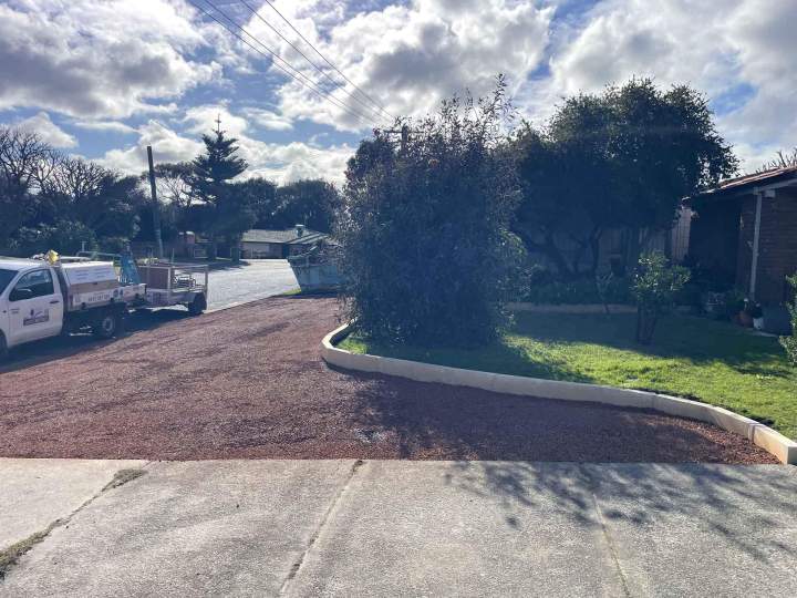 Newly Fitted Red Gravel Driveway Perth